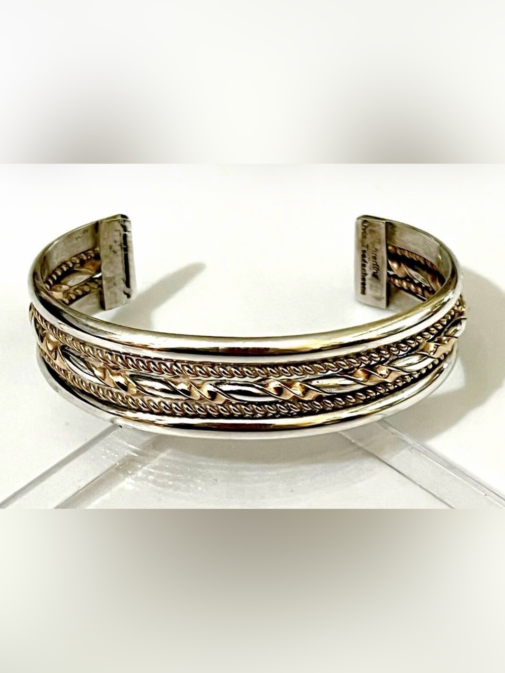 Sterling Silver Braided Detail Taxco Mexico Cuff Bracelet